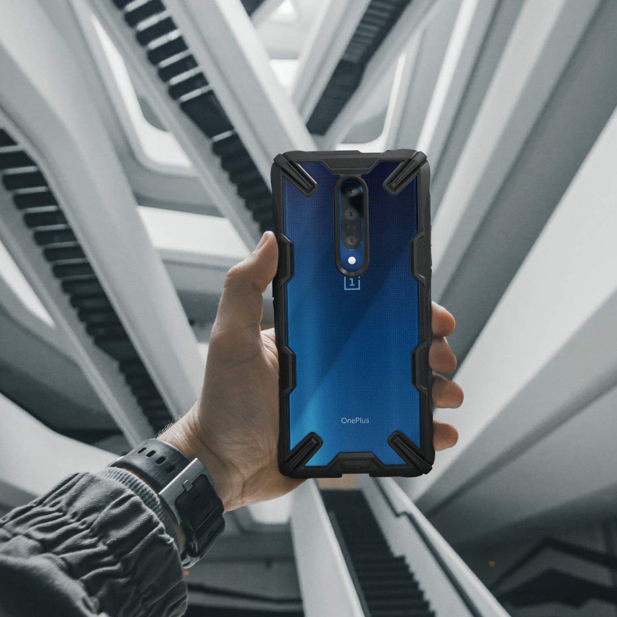 Ringke Fusion X OnePlus 7 Back Cover Hoesje Zwart afbeelding 8
