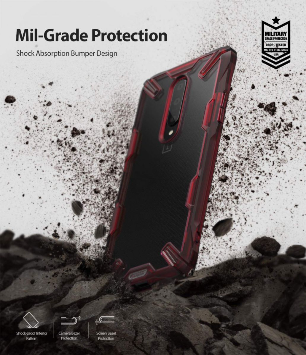 Ringke Fusion X OnePlus 7 Back Cover Hoesje Rood afbeelding 5