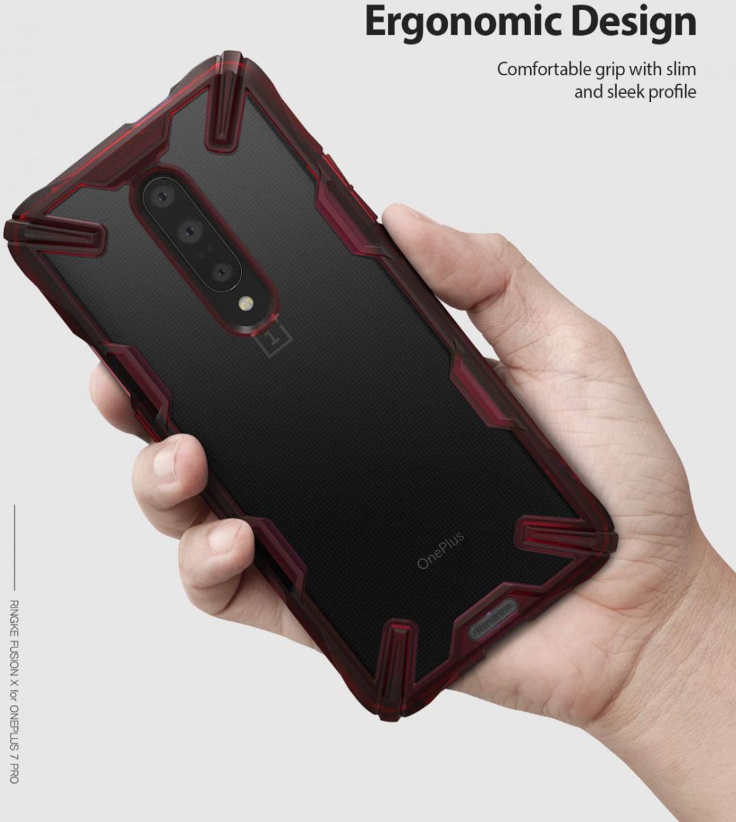 Ringke Fusion X OnePlus 7 Back Cover Hoesje Rood afbeelding 6