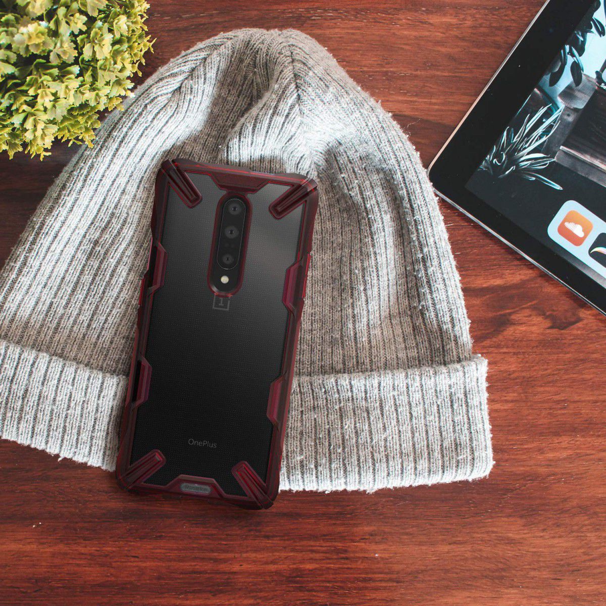 Ringke Fusion X OnePlus 7 Back Cover Hoesje Rood afbeelding 9