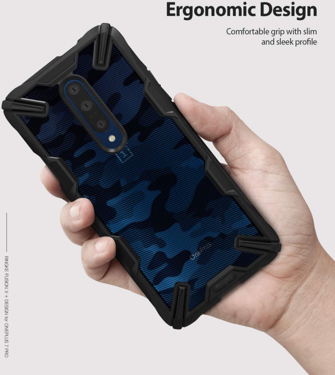 Ringke Fusion X OnePlus 7 Pro Back Cover Hoesje Camo Zwart afbeelding 7