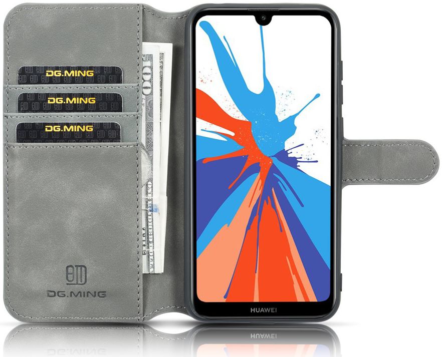 Huawei Y6s / Y6 (2019) Hoesje Retro Portemonnee Grijs afbeelding 2