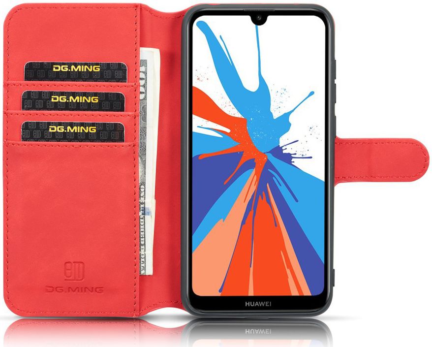Huawei Y6s / Y6 (2019) Hoesje Retro Portemonnee Rood afbeelding 2