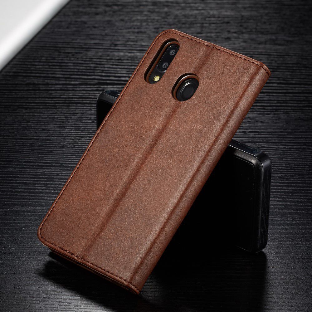 Samsung Galaxy M20 Power Stand Portemonnee Bookcase Hoesje Bruin afbeelding 11
