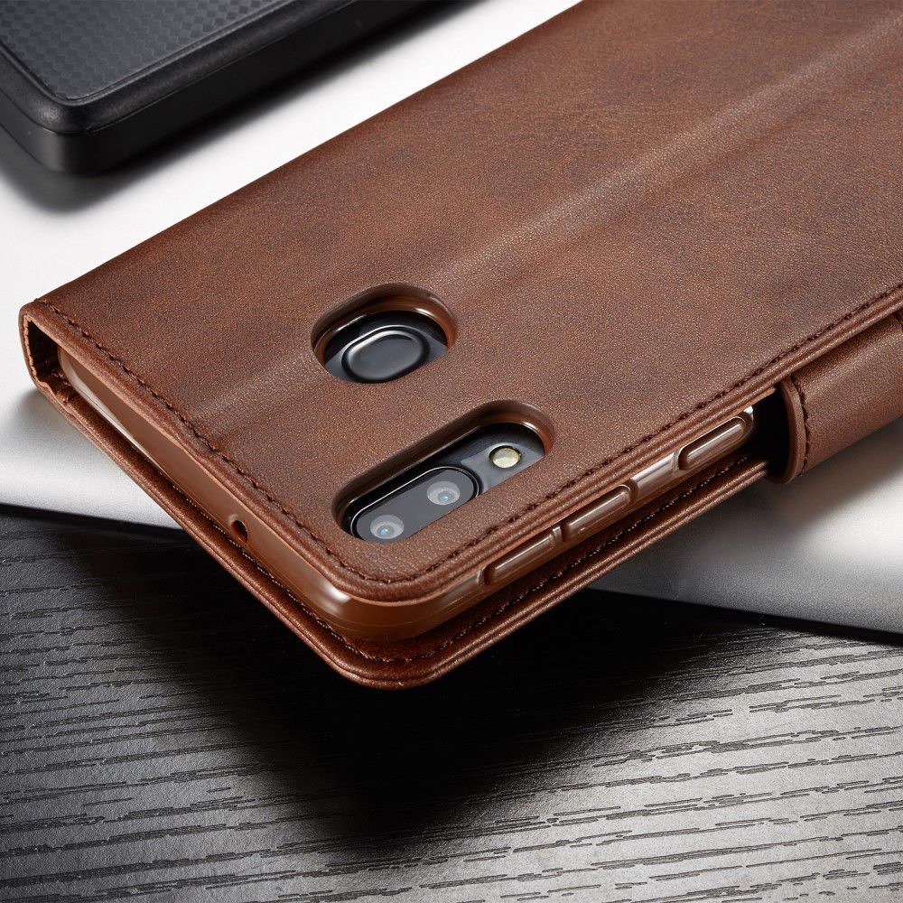 Samsung Galaxy M20 Power Stand Portemonnee Bookcase Hoesje Bruin afbeelding 16