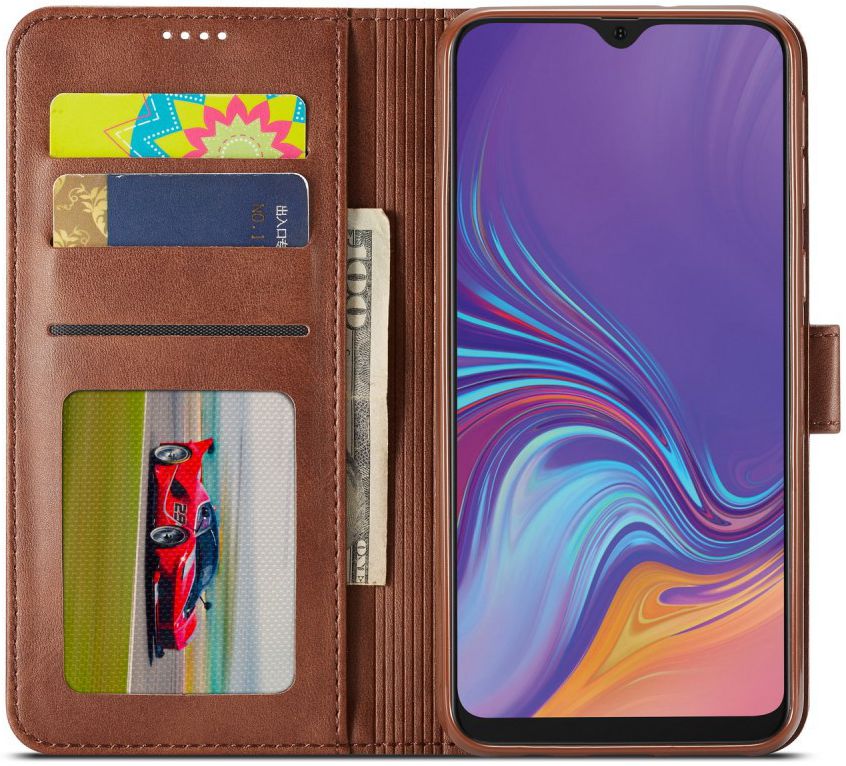 Samsung Galaxy M20 Power Stand Portemonnee Bookcase Hoesje Bruin afbeelding 2