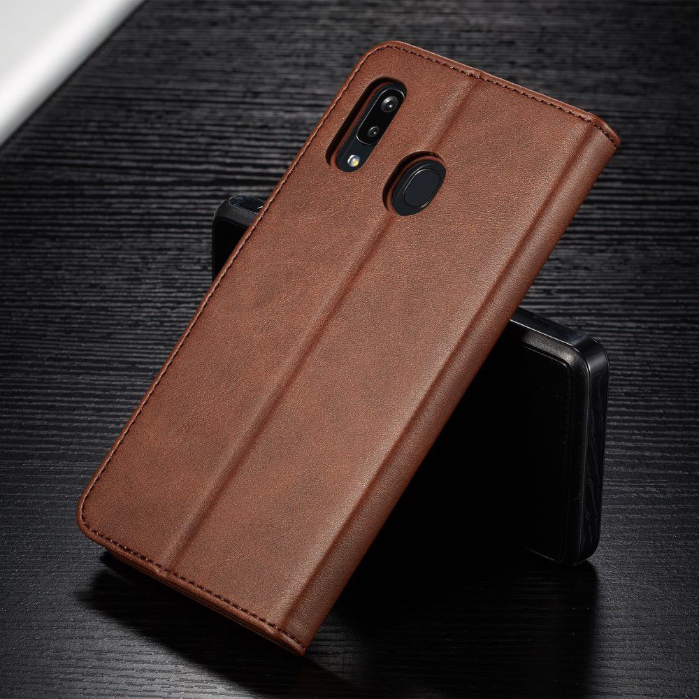 Samsung Galaxy A40 Stand Portemonnee Bookcase Hoesje Donkerbruin afbeelding 11