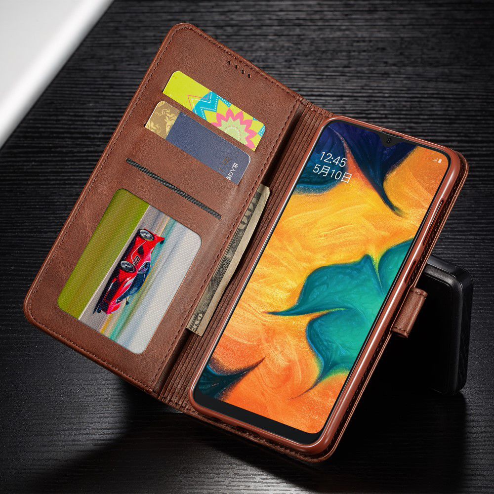 Samsung Galaxy A40 Stand Portemonnee Bookcase Hoesje Donkerbruin afbeelding 12