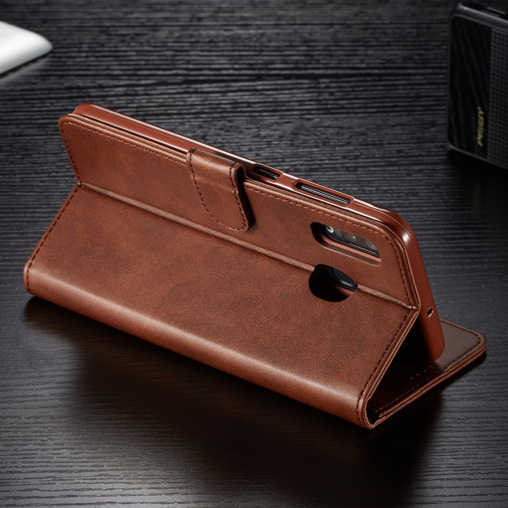 Samsung Galaxy A40 Stand Portemonnee Bookcase Hoesje Donkerbruin afbeelding 14