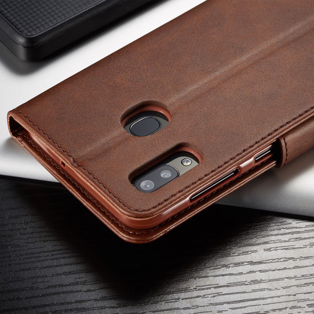 Samsung Galaxy A40 Stand Portemonnee Bookcase Hoesje Donkerbruin afbeelding 16