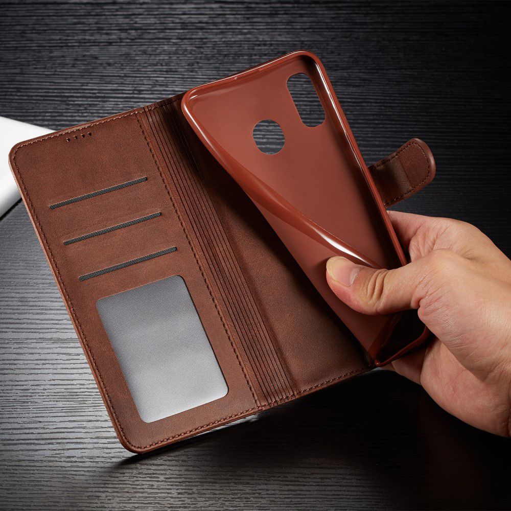 Samsung Galaxy A40 Stand Portemonnee Bookcase Hoesje Donkerbruin afbeelding 17