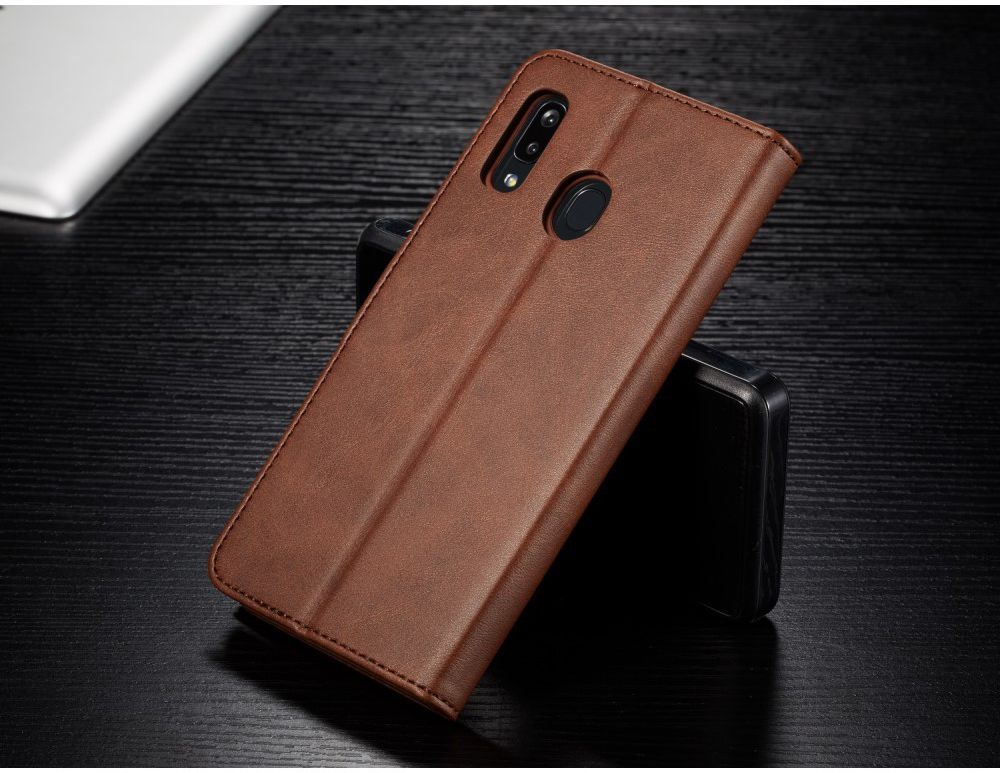 Samsung Galaxy A40 Stand Portemonnee Bookcase Hoesje Donkerbruin afbeelding 19