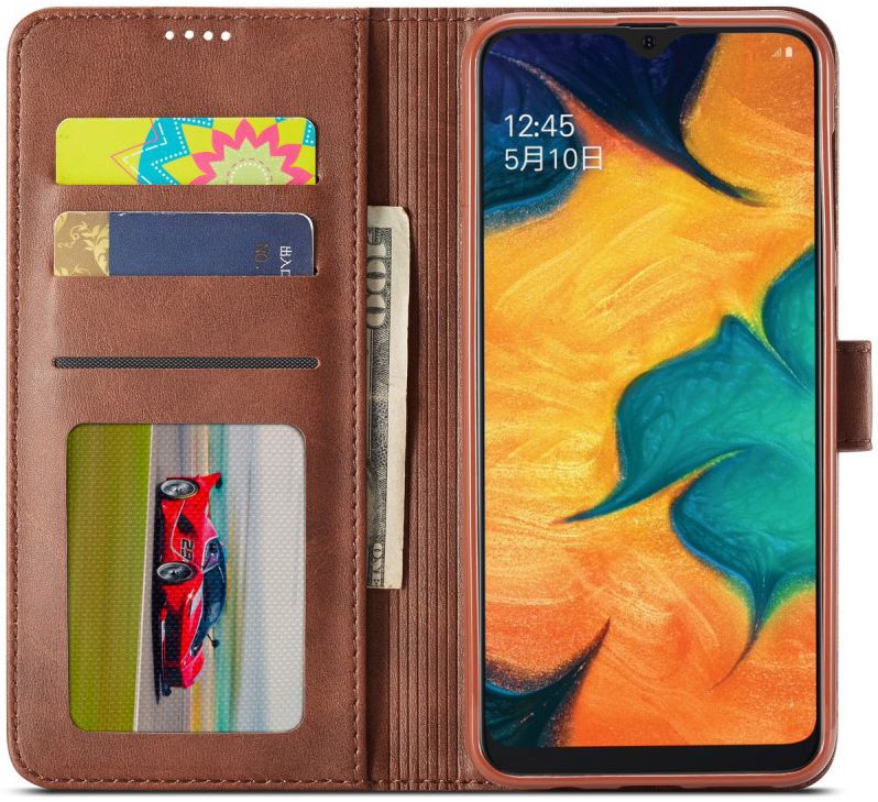 Samsung Galaxy A40 Stand Portemonnee Bookcase Hoesje Donkerbruin afbeelding 2