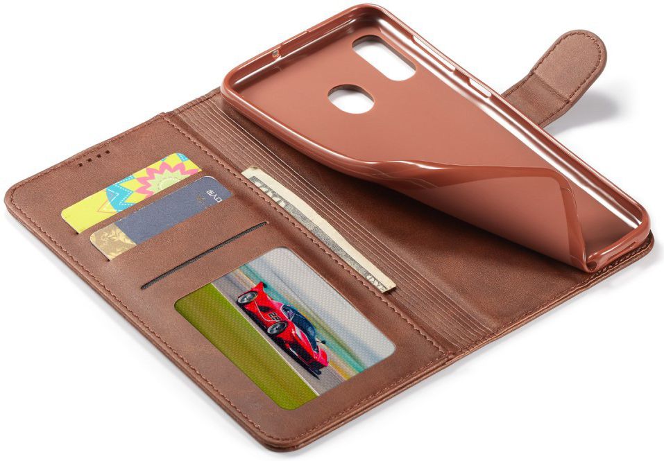 Samsung Galaxy A40 Stand Portemonnee Bookcase Hoesje Donkerbruin afbeelding 6