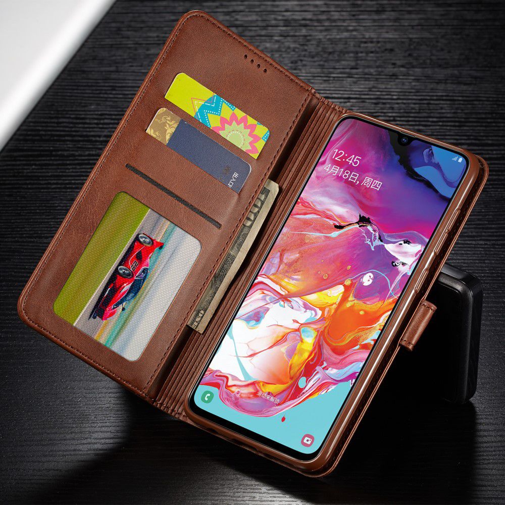 Samsung Galaxy A70 Stand Portemonnee Bookcase Hoesje Donkerbruin afbeelding 12