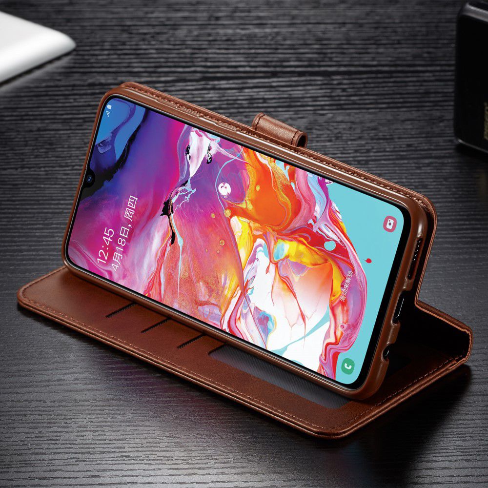 Samsung Galaxy A70 Stand Portemonnee Bookcase Hoesje Donkerbruin afbeelding 13