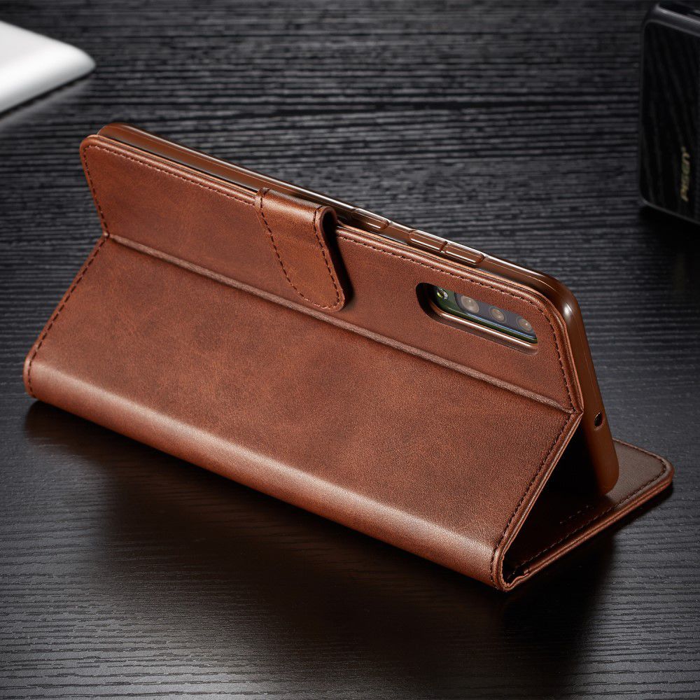 Samsung Galaxy A70 Stand Portemonnee Bookcase Hoesje Donkerbruin afbeelding 14