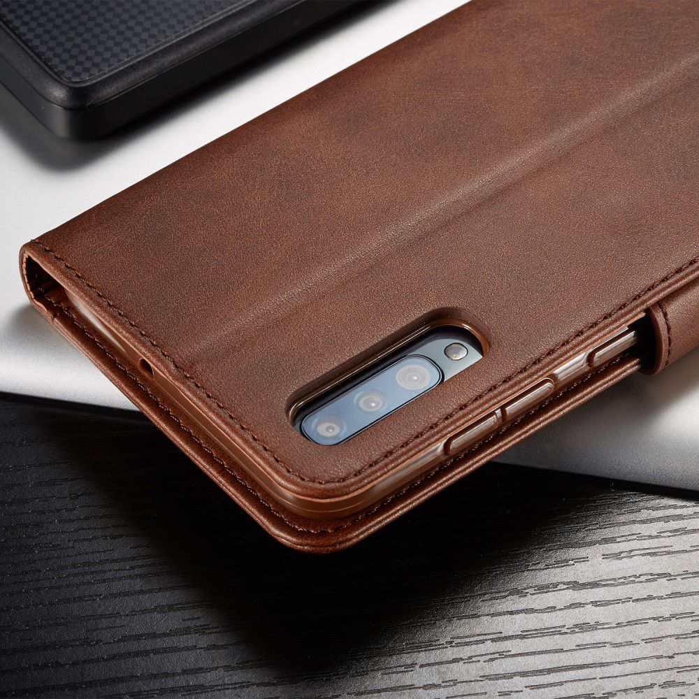 Samsung Galaxy A70 Stand Portemonnee Bookcase Hoesje Donkerbruin afbeelding 16