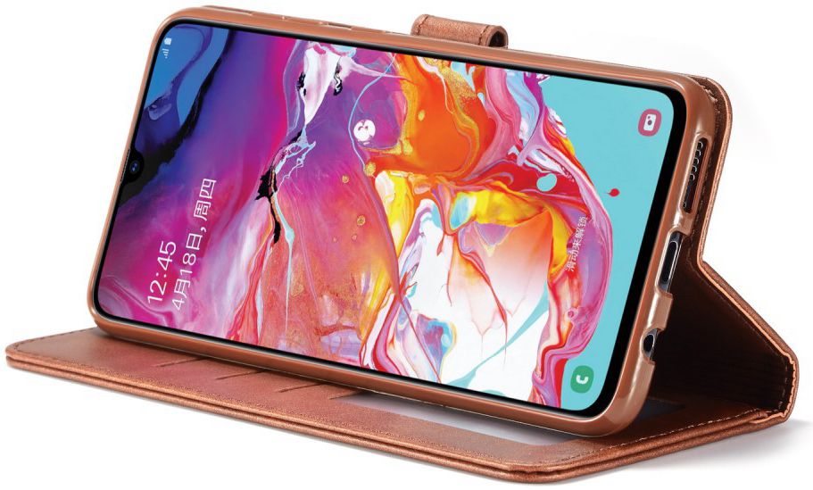 Samsung Galaxy A70 Stand Portemonnee Bookcase Hoesje Donkerbruin afbeelding 5