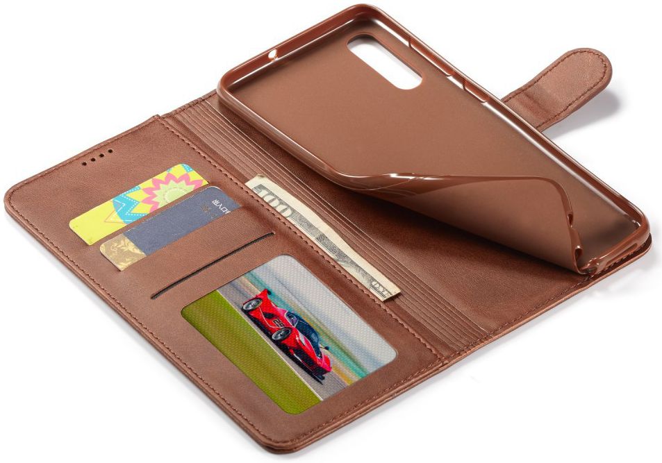 Samsung Galaxy A70 Stand Portemonnee Bookcase Hoesje Donkerbruin afbeelding 6