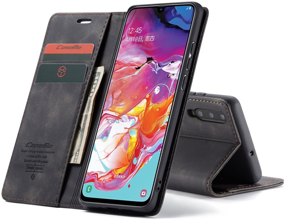 Samsung Galaxy A70 Retro Portemonnee Hoesje Zwart afbeelding 8