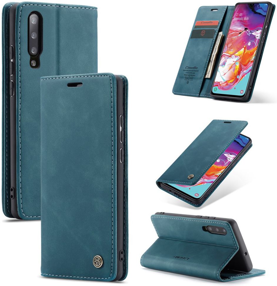 Samsung Galaxy A70 Retro Portemonnee Hoesje Blauw afbeelding 10