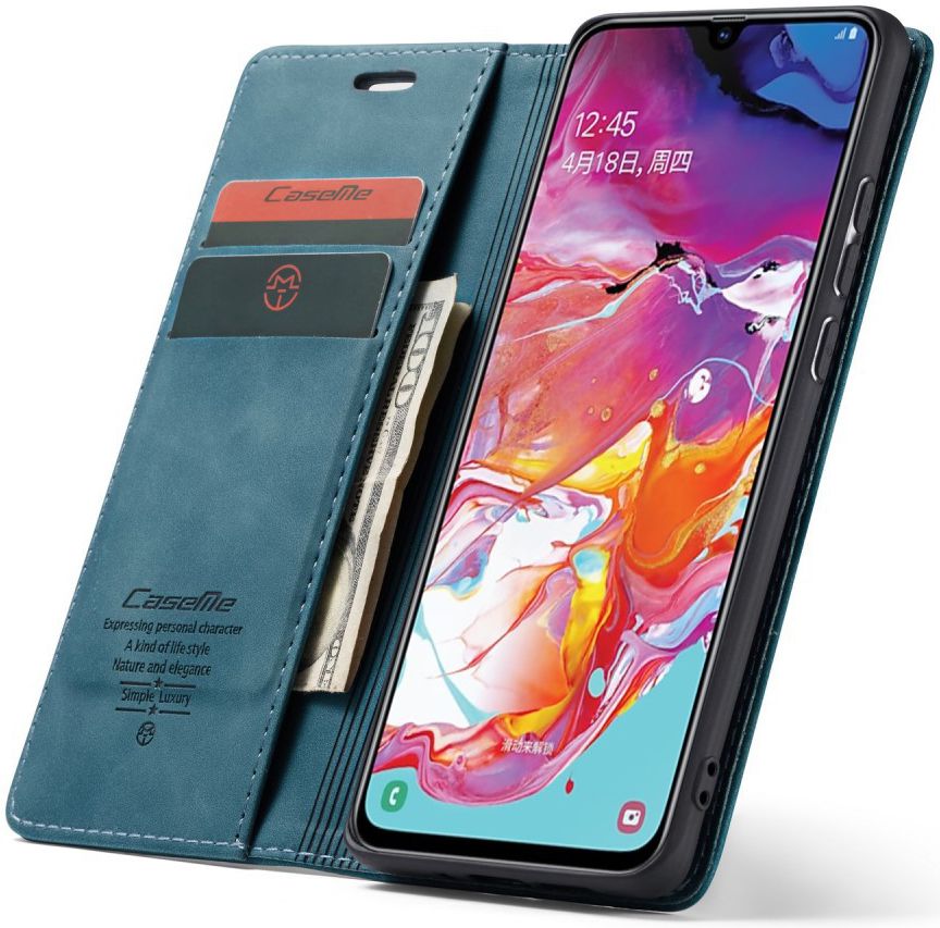 Samsung Galaxy A70 Retro Portemonnee Hoesje Blauw afbeelding 7