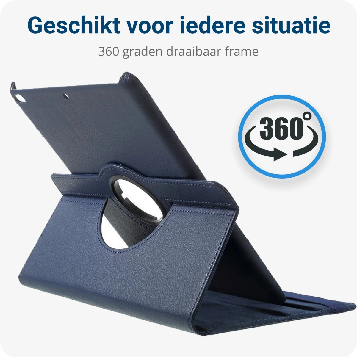 Apple iPad 2017 / 2018 / Air / Air 2 360° Draaibare Hoes Donker Blauw afbeelding 3