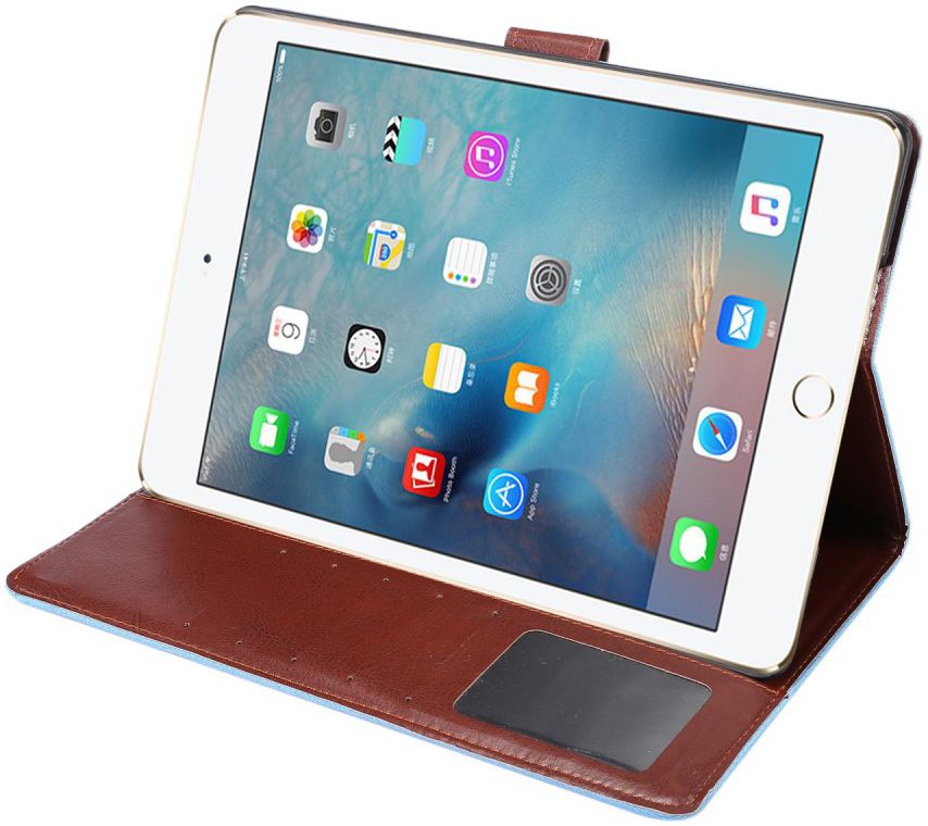 Apple iPad 2017 / 2018 / Air / Air 2 Jeans Portemonnee Hoesje Blauw afbeelding 2