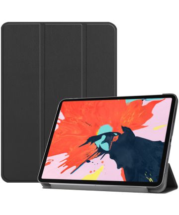 Apple iPad Pro 12.9 (2018) Tri-Fold Flip Case Zwart Hoesjes