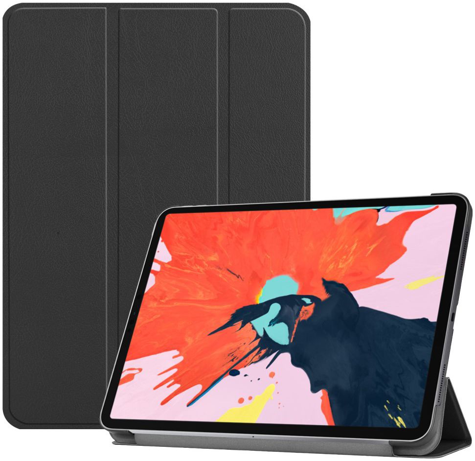 Apple iPad Pro 12.9 (2018) Tri-Fold Flip Case Zwart afbeelding 1