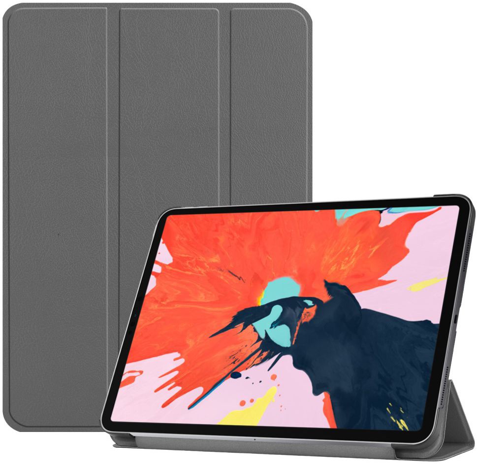 Apple iPad Pro 12.9 (2018) Tri-Fold Flip Case Grijs afbeelding 1
