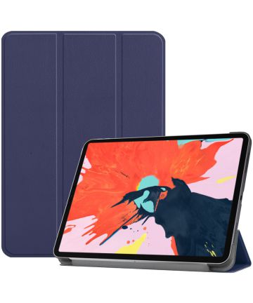 Apple iPad Pro 12.9 (2018) Tri-Fold Flip Case Donker Blauw Hoesjes