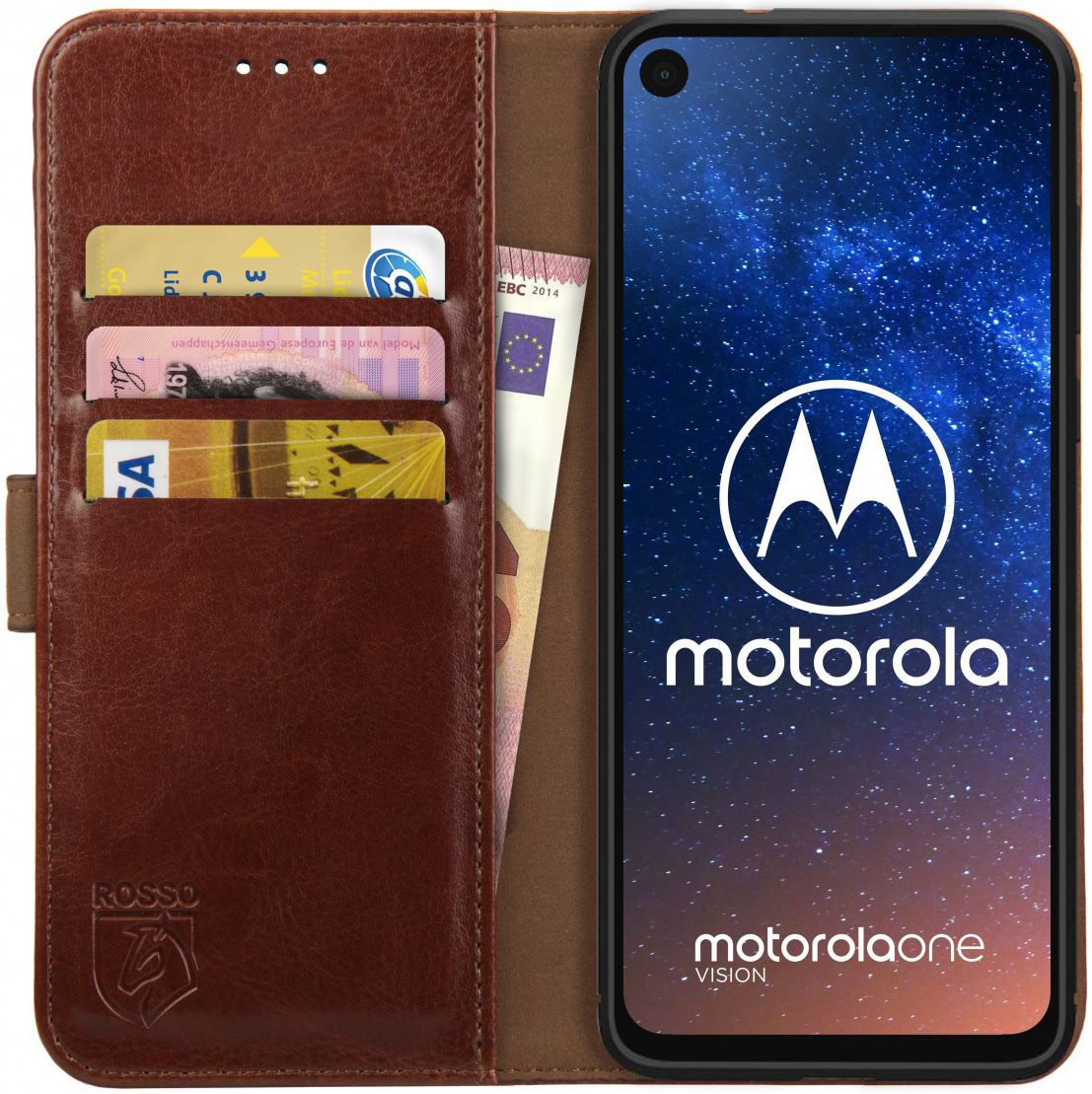 Rosso Element Motorola One Vision Hoesje Book Cover Bruin afbeelding 1