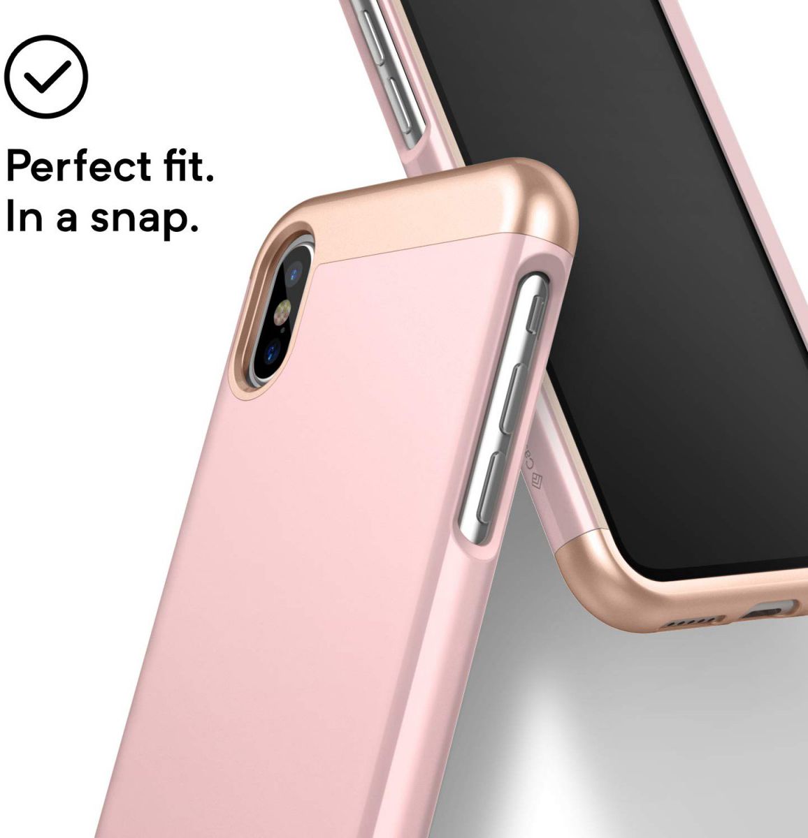 Caseology Savoy Apple iPhone XS / X Hoesje Roze Goud afbeelding 2