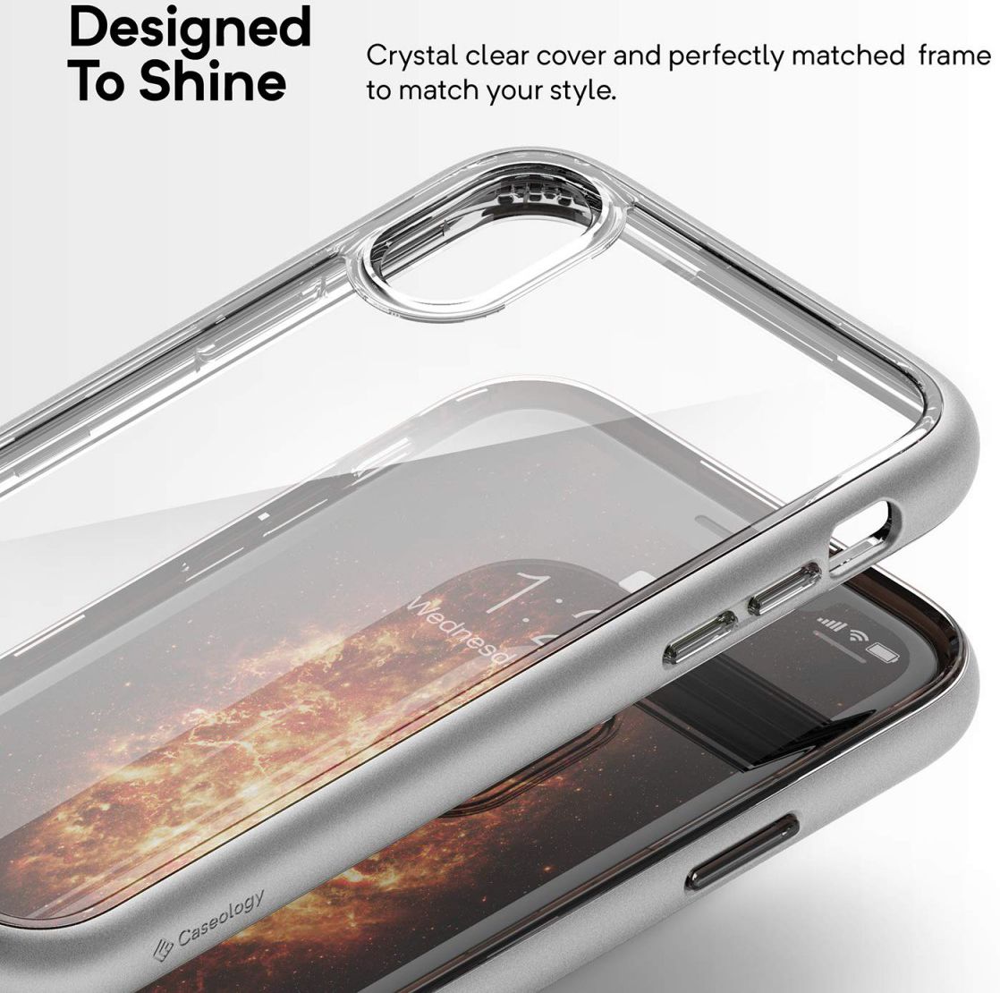 Caseology Skyfall Apple iPhone XR Hoesje Transparant/Zilver afbeelding 5
