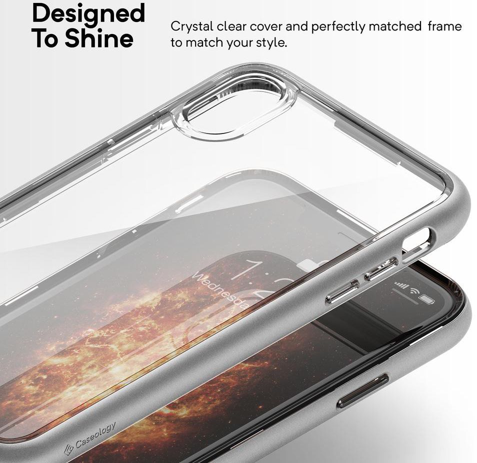 Caseology Skyfall Apple iPhone XS Max Hoesje Transparant/Zilver afbeelding 5