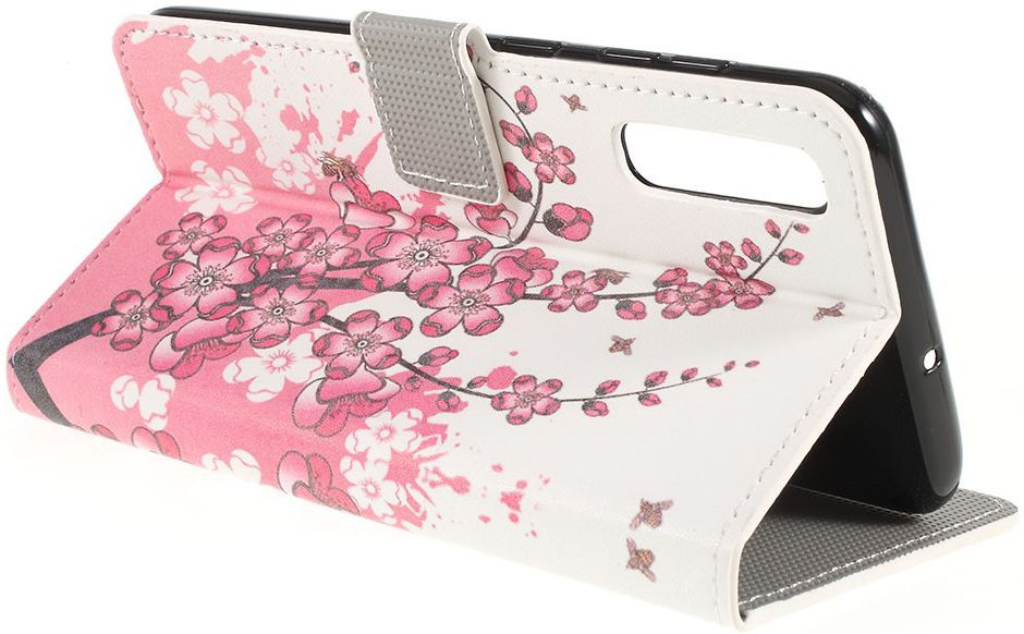 Samsung Galaxy A50 Book Case Hoesje Wallet Kunstleer Print Bloesem afbeelding 2