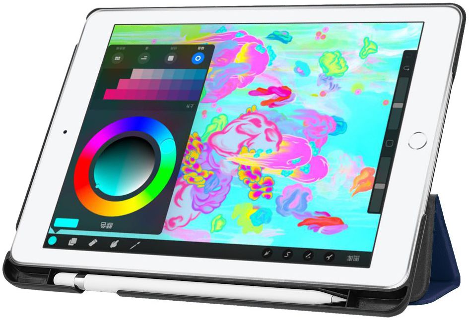 Apple iPad 2017 / 2018 / Air / Air 2 Tri-Fold Hoes Donker Blauw afbeelding 3