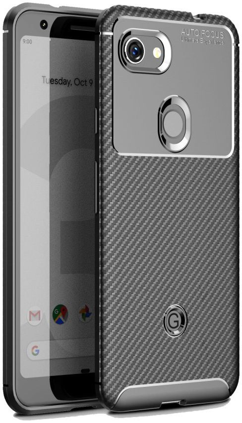 Google Pixel 3a Siliconen Carbon Hoesje Zwart afbeelding 1