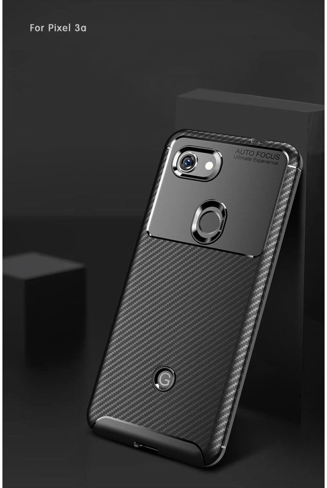 Google Pixel 3a Siliconen Carbon Hoesje Zwart afbeelding 14