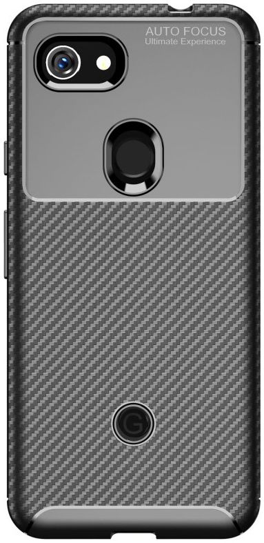 Google Pixel 3a Siliconen Carbon Hoesje Zwart afbeelding 2