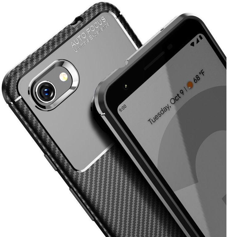 Google Pixel 3a Siliconen Carbon Hoesje Zwart afbeelding 7