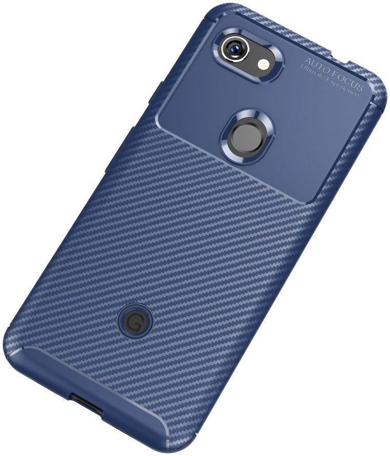 Google Pixel 3a Siliconen Carbon Hoesje Blauw afbeelding 2