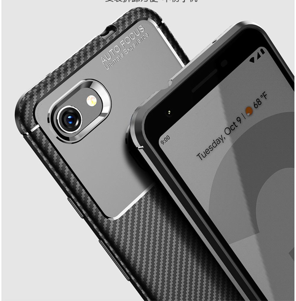 Google Pixel 3a Siliconen Carbon Hoesje Blauw afbeelding 7