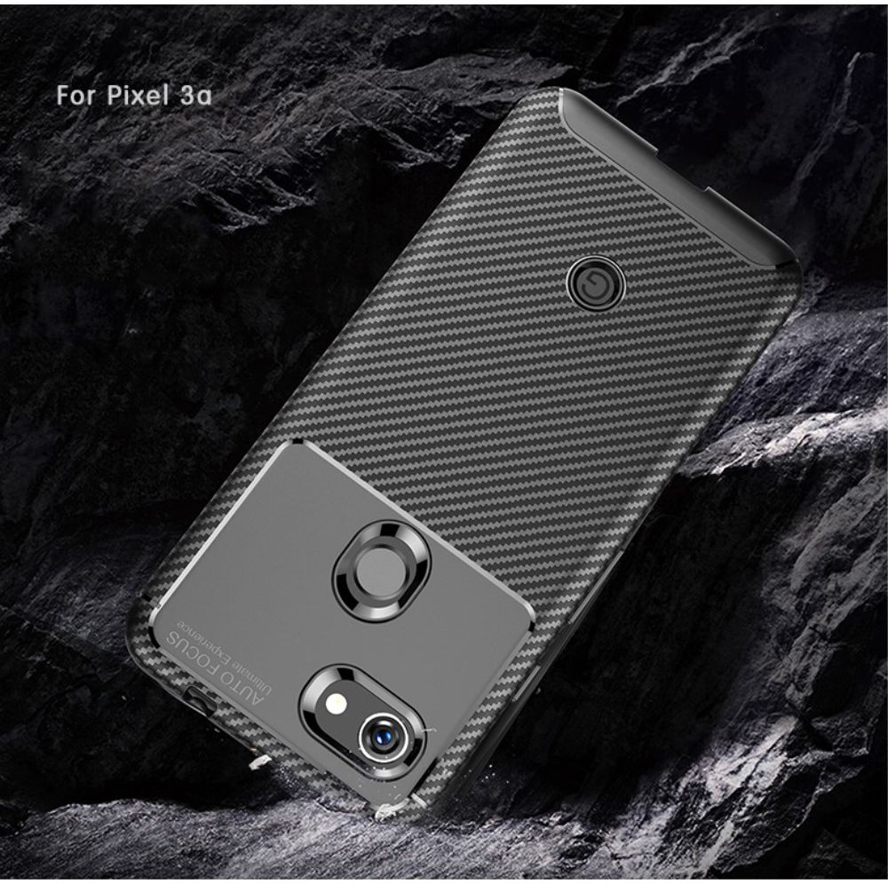 Google Pixel 3a Siliconen Carbon Hoesje Blauw afbeelding 8