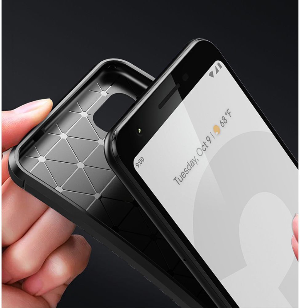 Google Pixel 3a Siliconen Carbon Hoesje Blauw afbeelding 9