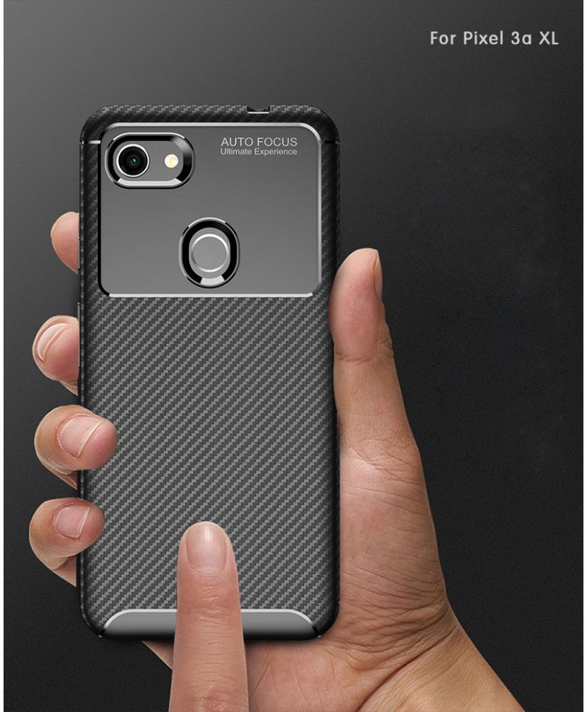 Google Pixel 3a XL Siliconen Carbon Hoesje Zwart afbeelding 13