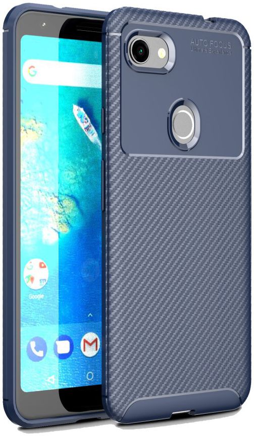 Google Pixel 3a XL Siliconen Carbon Hoesje Blauw afbeelding 1