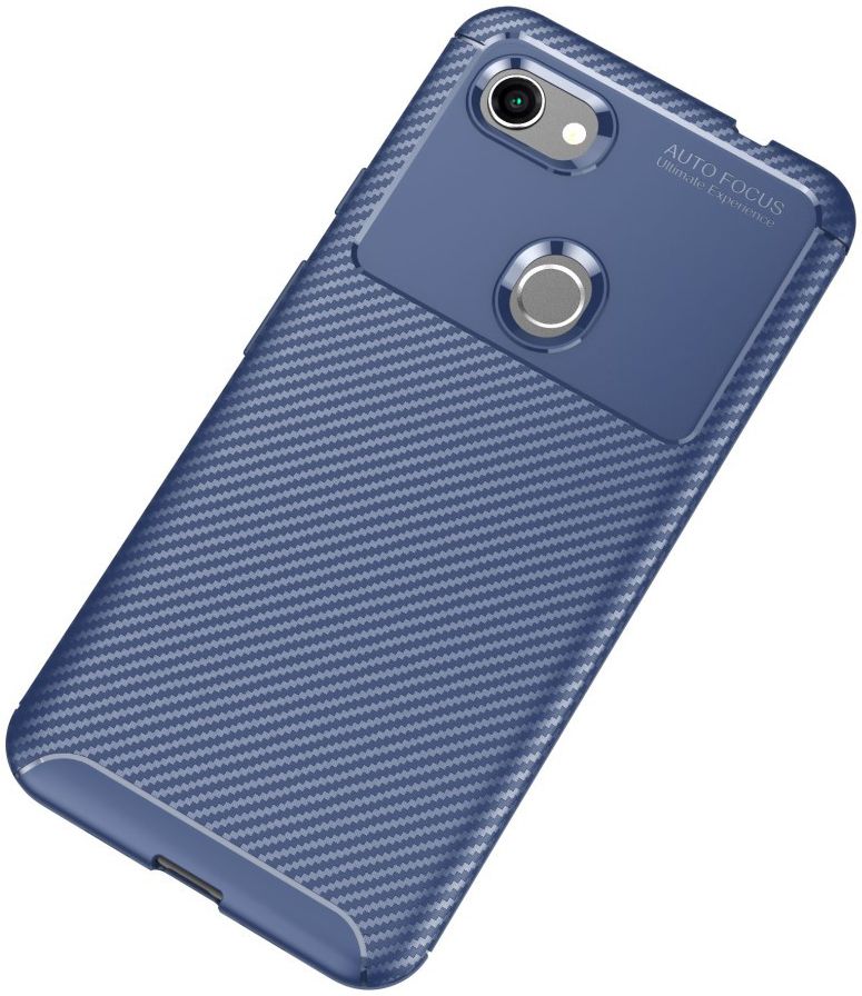Google Pixel 3a XL Siliconen Carbon Hoesje Blauw afbeelding 2